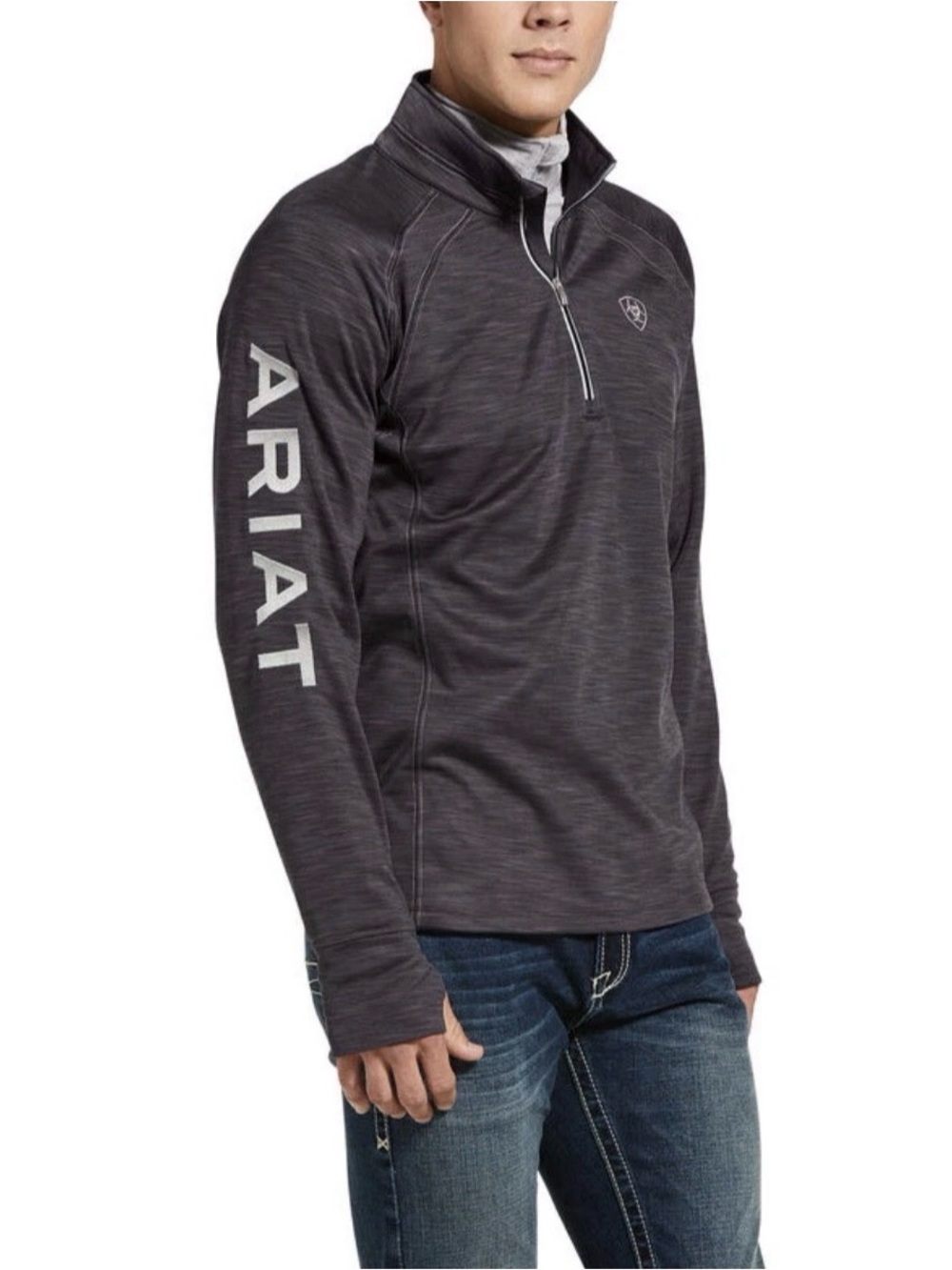 Ariat Men’s Tek Team 1/2 Zip Pull Over Size Large Grey